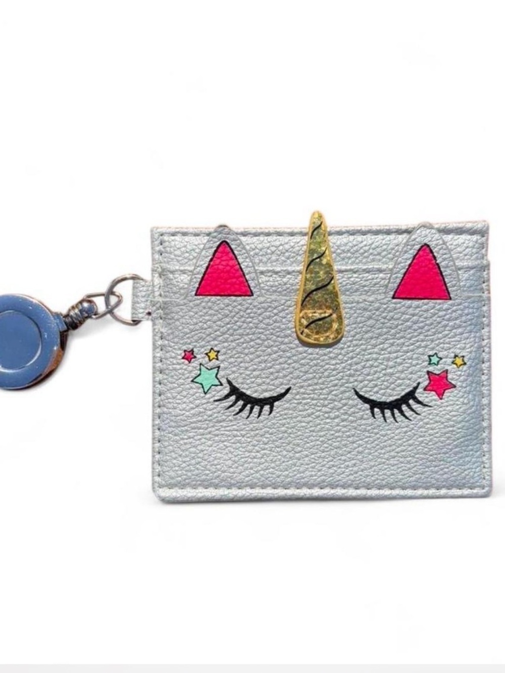 Silver Unicorn Card & Key Holder with Pink Accents